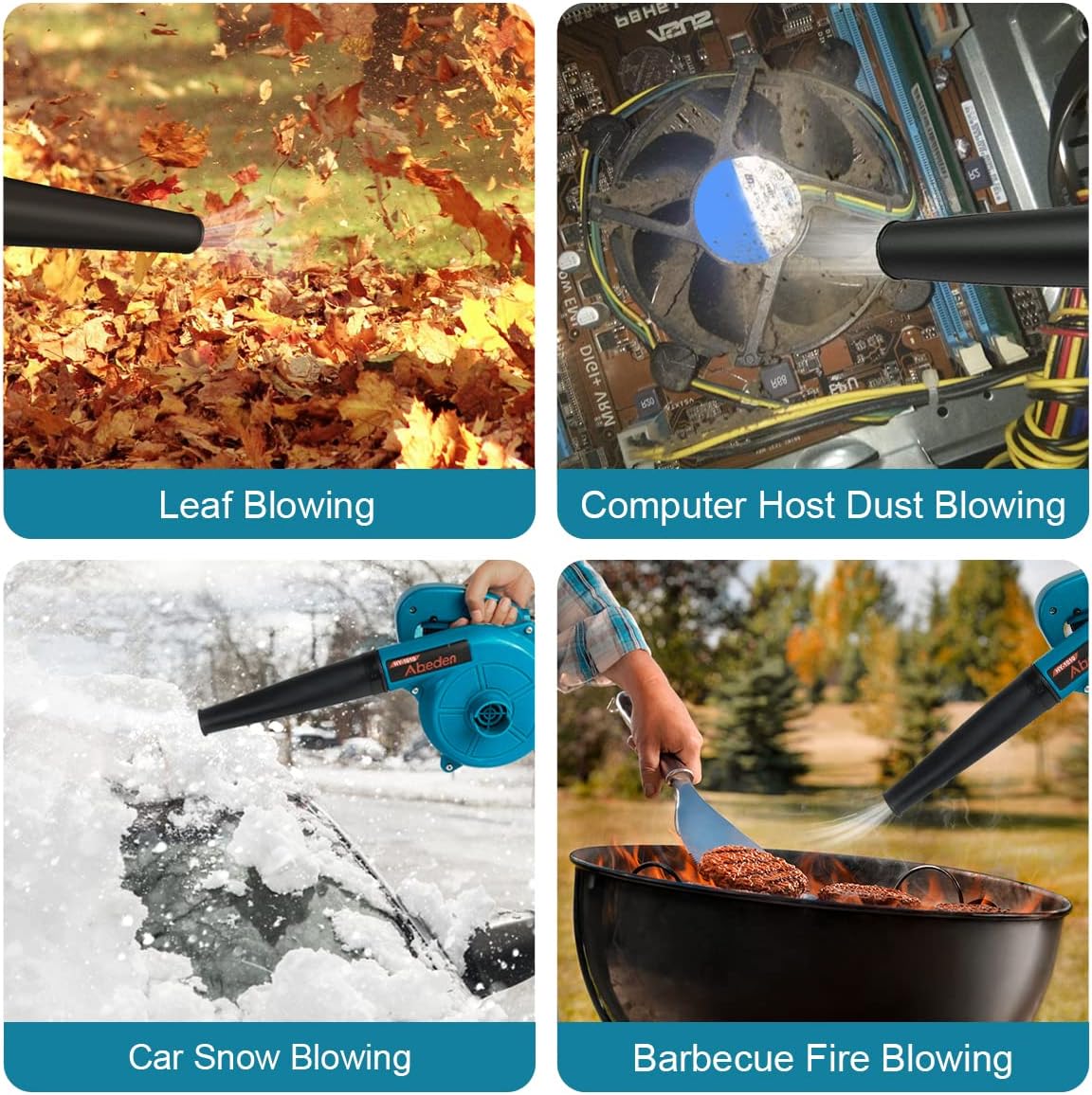 Corded Electric Leaf Blower,2 in 1 Small Handheld Lightweight Sweeper/Vacuum,110V 400W Portbale Blower for Leaf/Snow/Dust Blowing (Blue) - Image 5