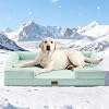 COZY KISS 超大型犬用冷却犬用ベッド Q-Max >0.4 サマー クール 整形外科用フォーム ペットソファベッド サイド付き、ボルスター 滑り止めソファ 洗える取り外し可能なカバー付き、XXL 48x35x7.5インチ、グリーン