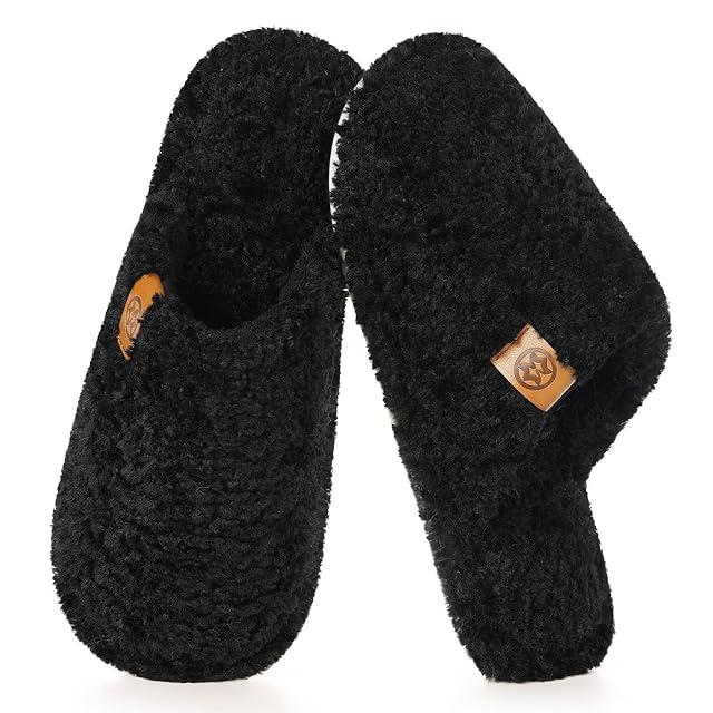 Dokela Mens Cozy Slippers Warm Fuzzy Slip On House Slippers for Men Indoor Memory Foam Anti-slip Shoes Lightweight
