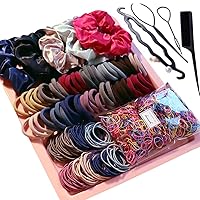 Vista 10 de YANRONG Juego de 1159 piezas de accesorios para el cabello para mujer, sin costuras, variedad de coleteros para el cabello, bandas elásticas