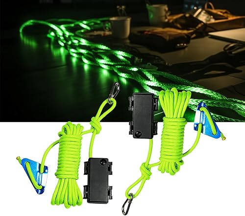 P auke'réi Luz luminosa paracaídas, luz de cuerda de campamento, cuerda de viento para tienda, luz de advertencia, cuerda marina impermeable, cuerda