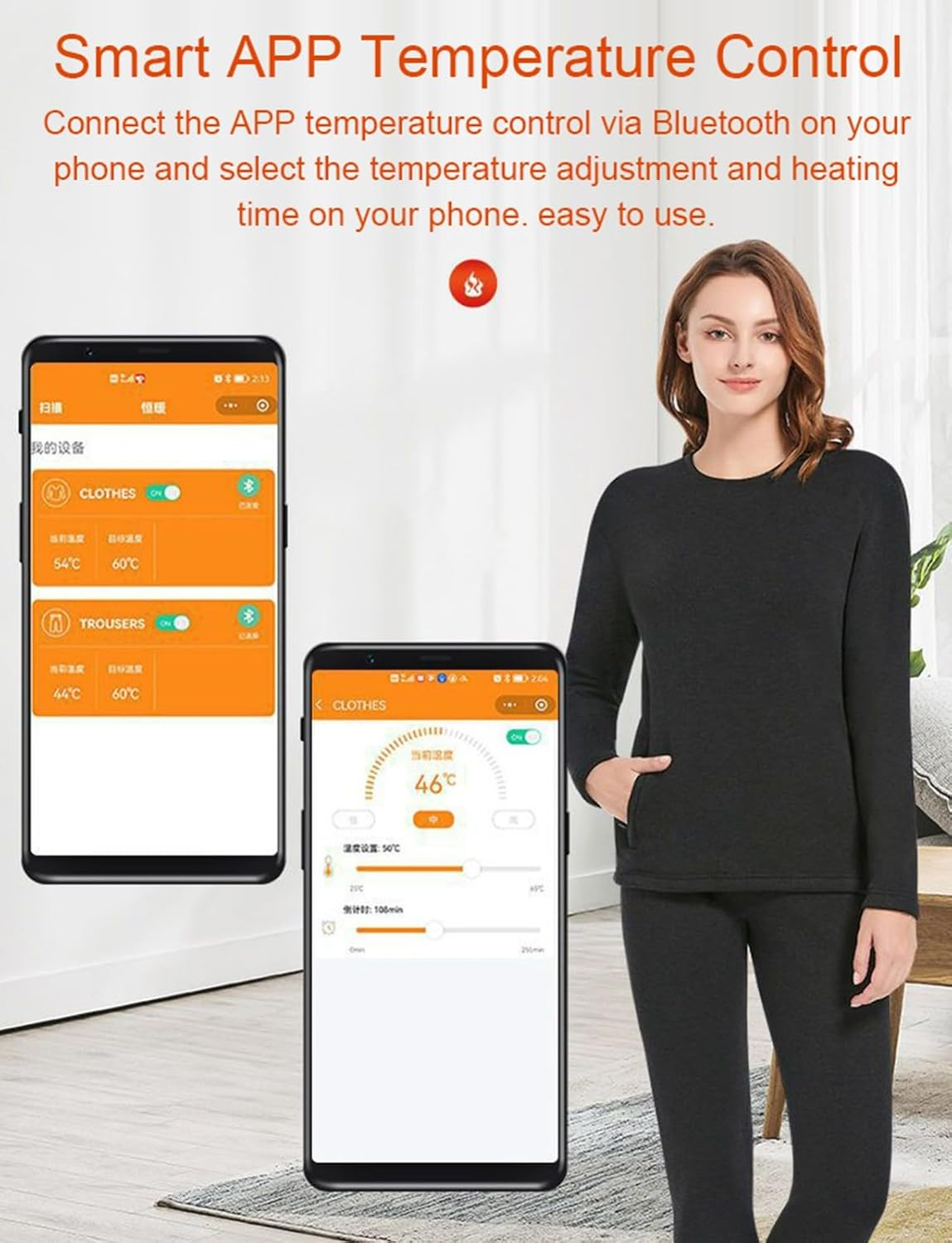 Heated Thermal Underwear for Men Women, Intelligent USB Heating Underwear Top & Pants Set 12 Zones Heating Thermal Clothing