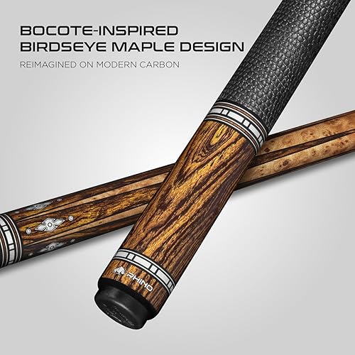 Miniatura 6 de Taco de billar RHINO Eclipse II de fibra de carbono, eje de carbono de baja deflexión con punta Nishiki de Japón de 11.8mm  12.5mm y junta de 38-8,