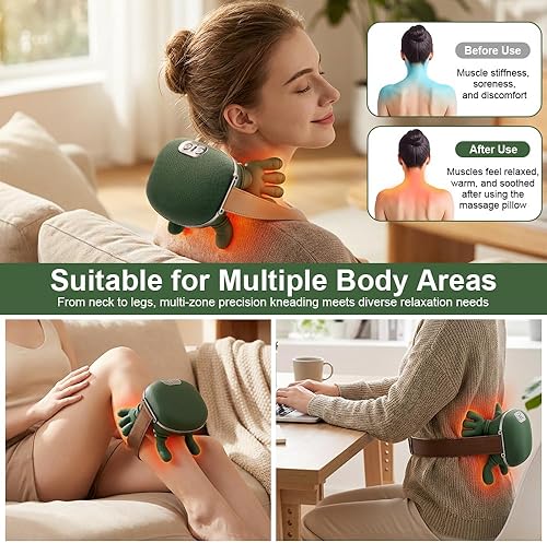 Miniatura 4 de Masajeador de cuello con calor, masajeador biónico calentado, masajeador de cuello Siaasoo con manos, masaje de amasamiento 4D, tejido profundo,