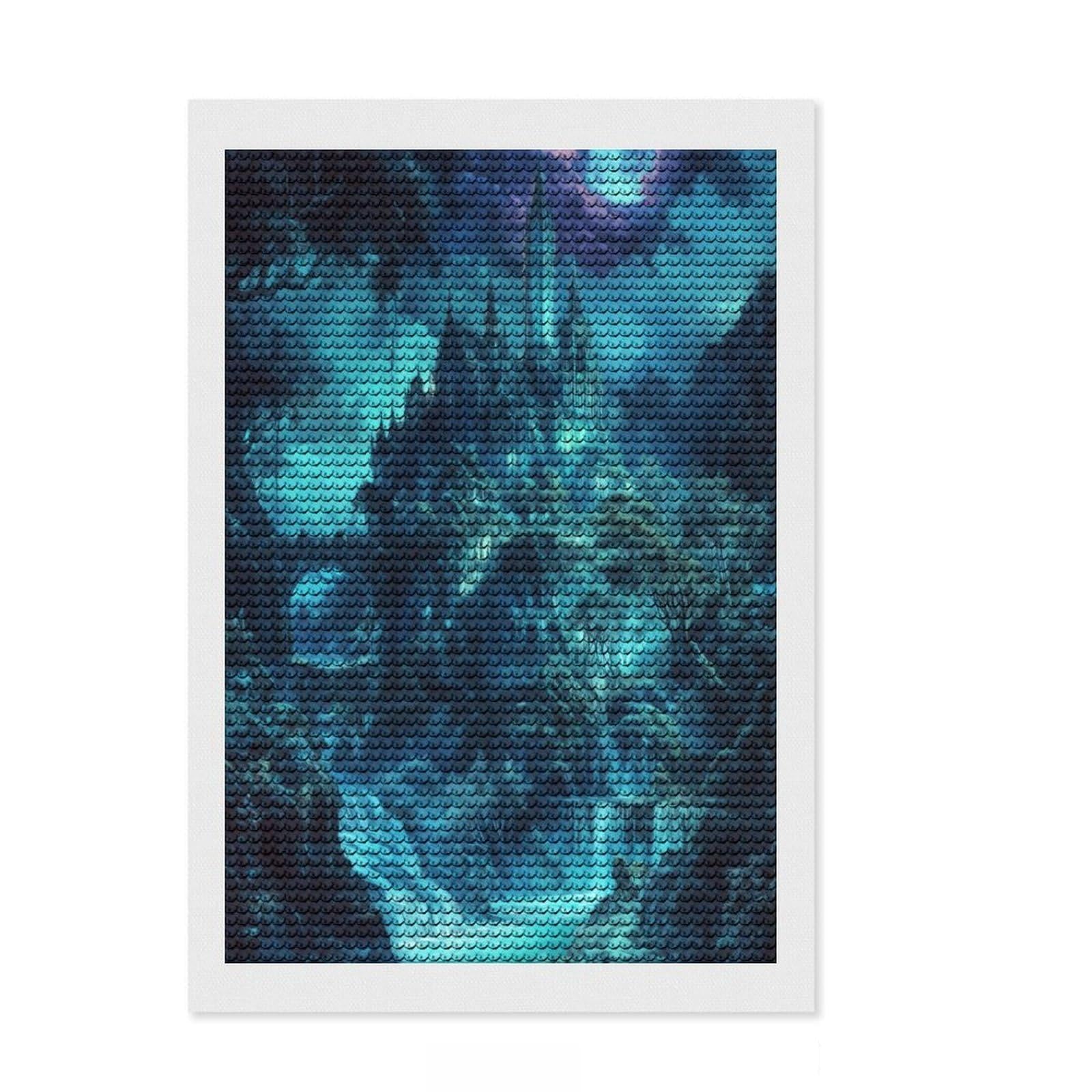 Junmoney Castle in Moonlight Full Drill Diamond Painting Kit 8"x12", Full Kit Included, Aesthetic Room Decor, for Family Craft Time