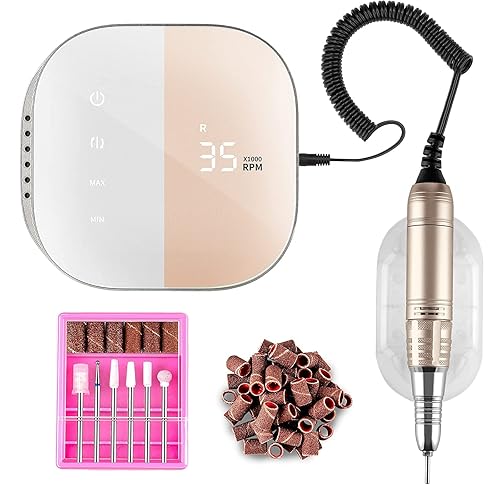 Miniatura 2 de Madenia Taladro de uñas profesional para uñas acrílicas y mini lámpara de uñas LED UV de 16 W, rosa