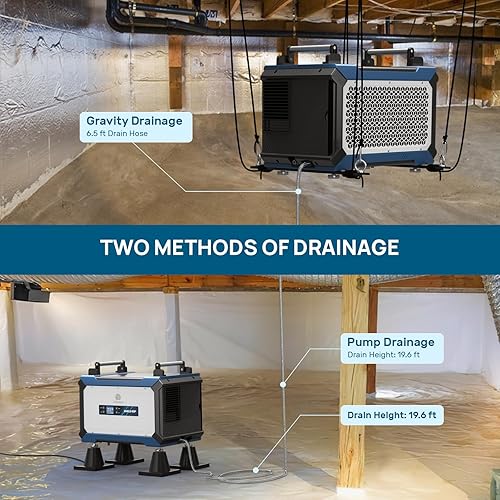 Miniatura 3 de ARGENDON Deshumidificador de espacios de arrastre con bomba y manguera de drenaje, deshumidificador comercial de 145 pintas para sótano, espacios