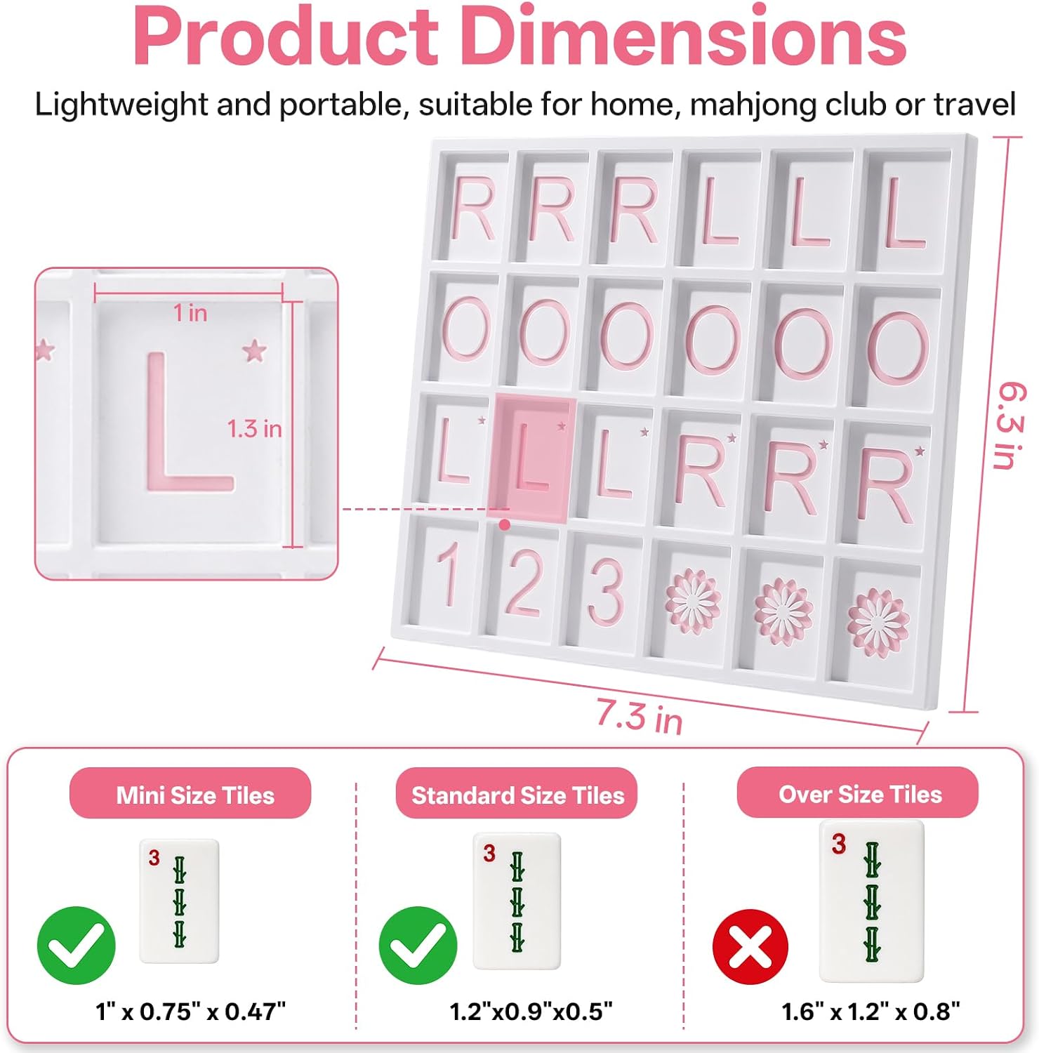Solo Mahjong Board - Portable Solo Practice Board for Charleston Training & Passing Guide，2026 Mahjong Card Rule Learning Tool for Beginners & Pros，7.3 x 6.3 inch (Pink) image 2