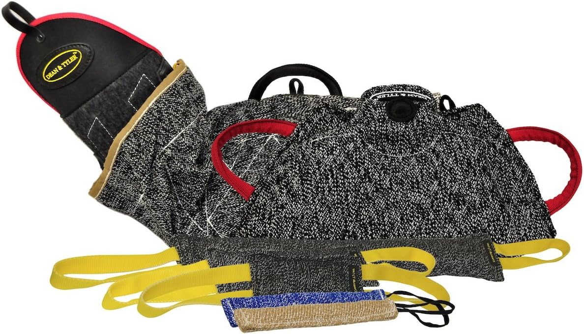 Dean & Tyler 7-Piece Professional Training Bundle Set for Dogs with 1 Intermediate Sleeve/1 Young Dog Bite Builder/2 Pocket Tugs/1 Small Tug/1 Medium Tug/1 Large Tug