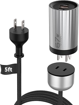 Mukiya 67W 3-Port GaN Fast Wall Charger Block with 2 USB-C & 1 USB-A Ports, Detachable Outlet with 5ft Nylon Extension Cord, Fast Charging for iPhone, Samsung, iPad, MacBook, Android