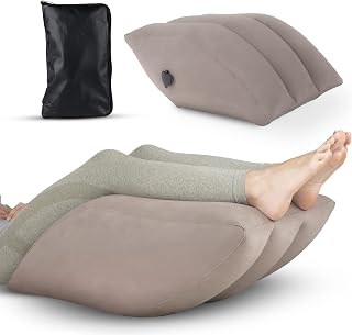Inflatable Leg Elevation Pillow- Portable Wedge Pillow for Legs with Storage Bag, Versatile Leg Pillows for Elevation Blood Circulation, Leg Injuries, & Leg Rest Breathable Suede Material