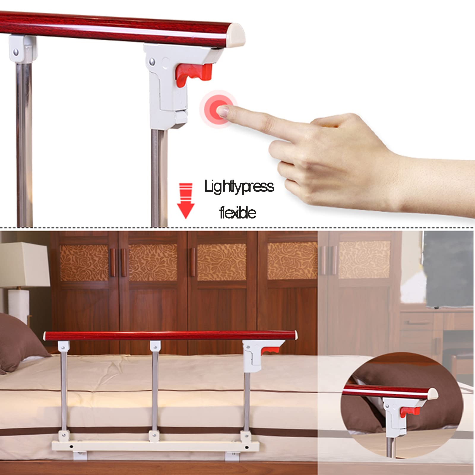 Barandilla de Cama Plegable para Adultos, barandilla de Cama para Adultos Mayores, barandilla de Cama Ajustable y Plegable, barandilla de Cama con asa de Seguridad para Ancianos, c