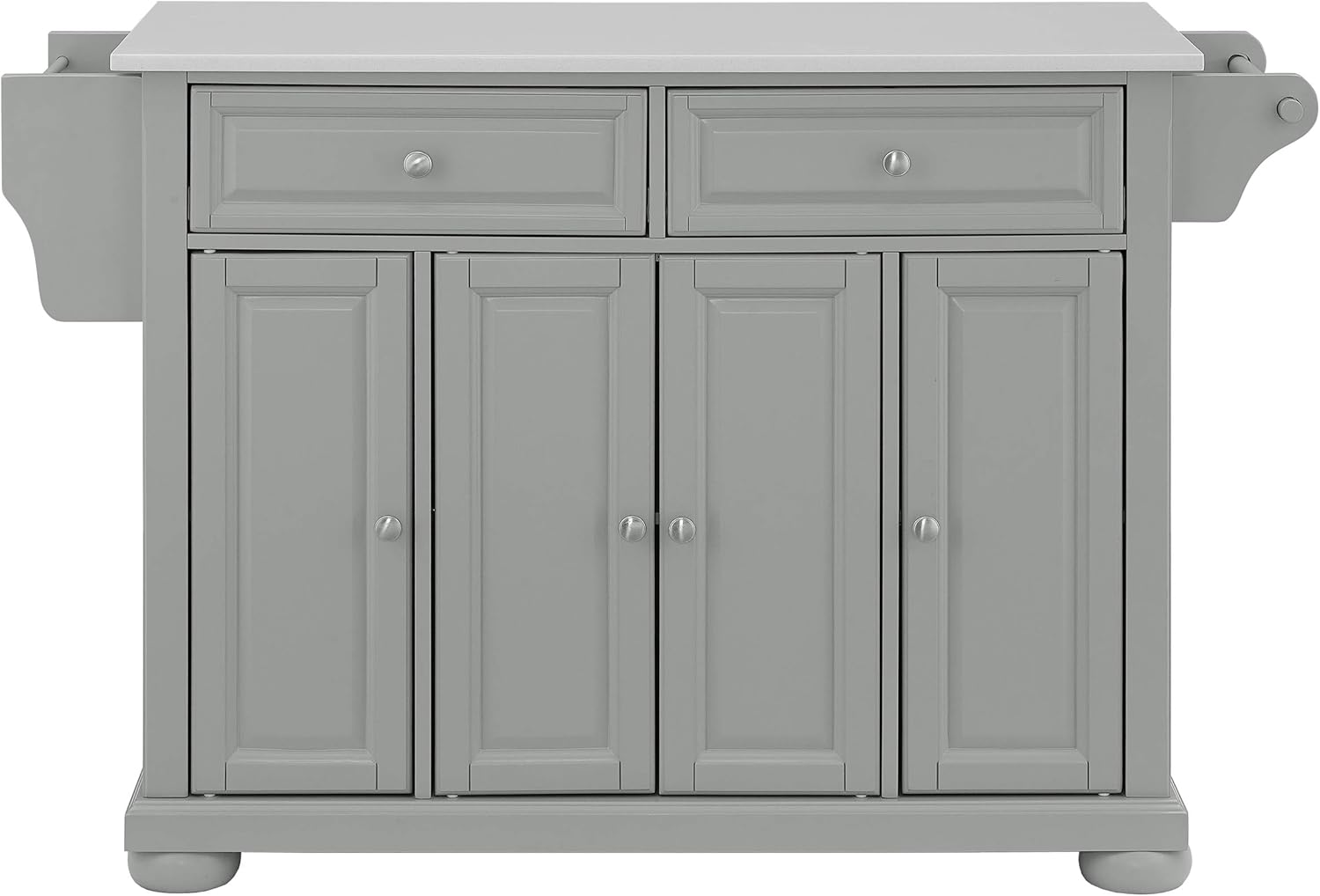 Crosley Furniture Alexandria Stone Top Rolling Kitchen Island Storage Cart, Microwave Stand, Spice Rack, Gray