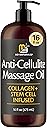 Firming Body Massage Oil with Collagen & Stem Cell – Helps Smooth The Appearance of Cellulite & Improve Skin Texture – Refreshing Aromatherapy Body Oil for Legs & Full Body – 16 Fl Oz