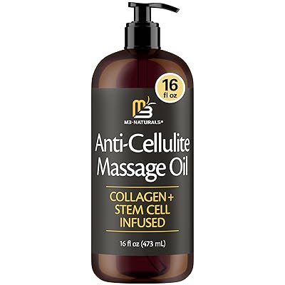 Firming Body Massage Oil with Collagen & Stem Cell – Helps Smooth The Appearance of Cellulite & Improve Skin Texture – Refreshing Aromatherapy Body Oil for Legs & Full Body – 8 Fl Oz by M3 Naturals