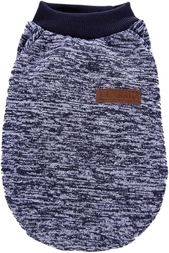Miniatura 5 de Jecikelon - Ropa para mascotas, suéter suave, cálido y grueso, suéter de invierno para perros (talla S, color azul marino)