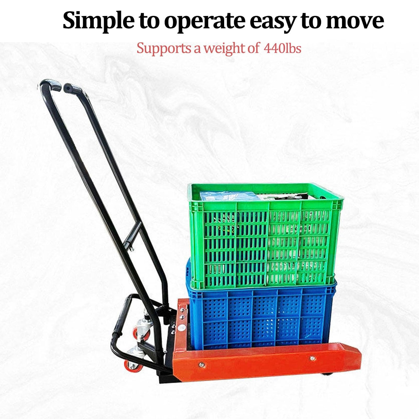Transpalette à Levage au Pied, capacité de 440 LB, transpalette Manuel Robuste pour entrepôts à allées étroites et ateliers(60cm)