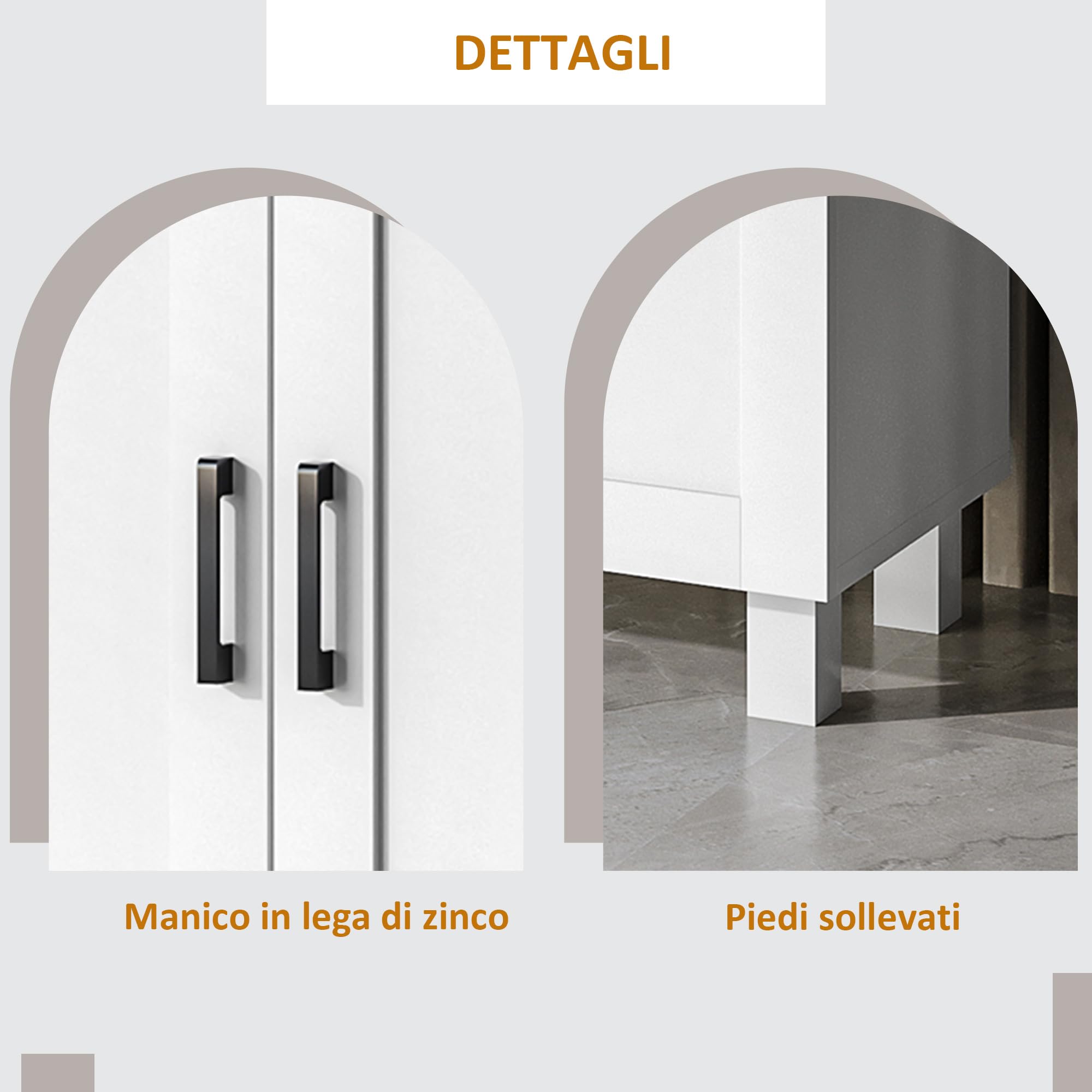 HOMCOM Credenza Cucina in Legno, Mobile Cucina a 3 Ante, Ripiani Regolabili, Stile Scandinavo, Credenza Buffet per Soggiorno, Salotto, Sala da Pranzo, 90x30x90cm, Bianco