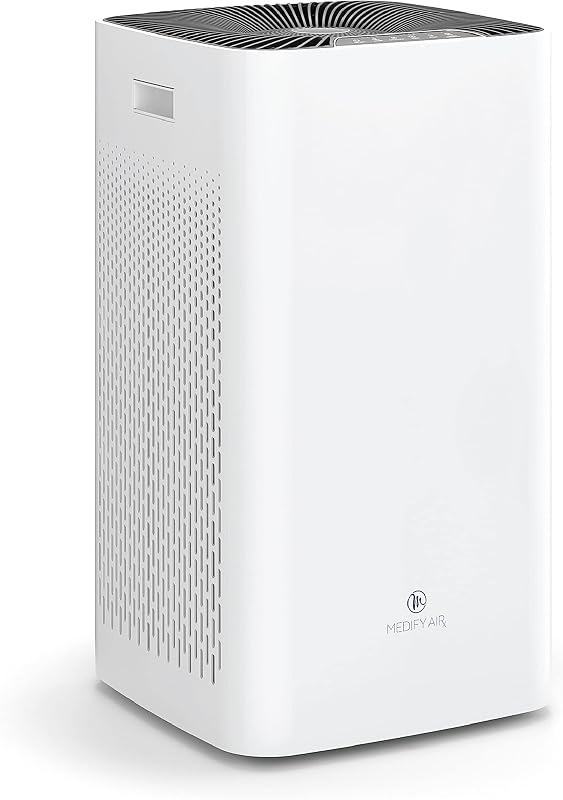 Purificador de aire Medify MA-112 V3.0 con filtro HEPA | Cobertura de 5,948 pies² en 1 hora para humo, incendios forestales, olores, polen y mascotas | Eliminación silenciosa a 0,3 micras | Blanco, paquete de 1