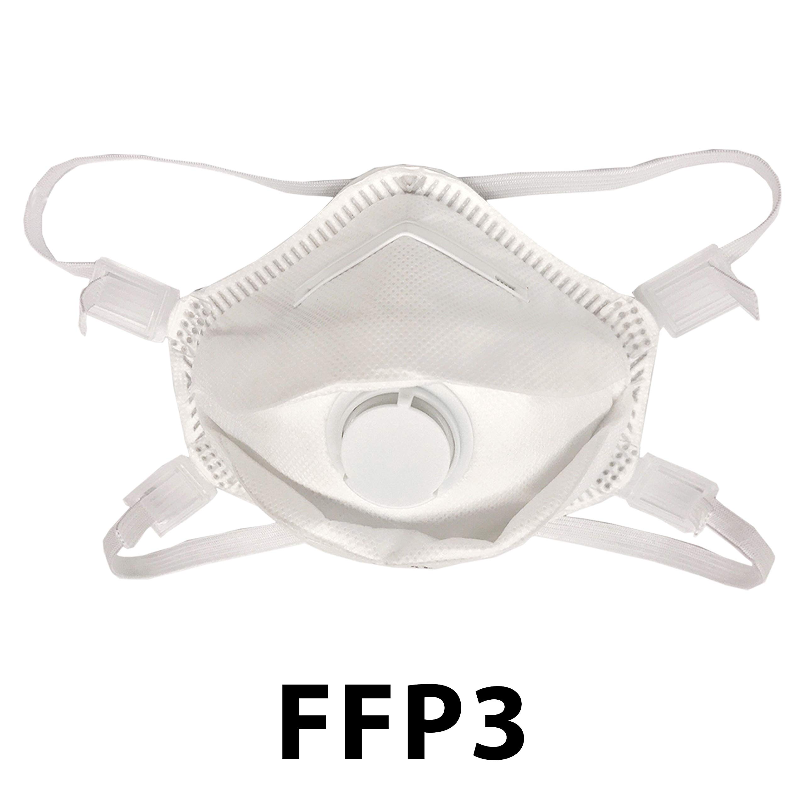 5x FFP3 Mascherine protettive respiratori facciali con Valvola, certificate e conformi CE, confezione da 5
