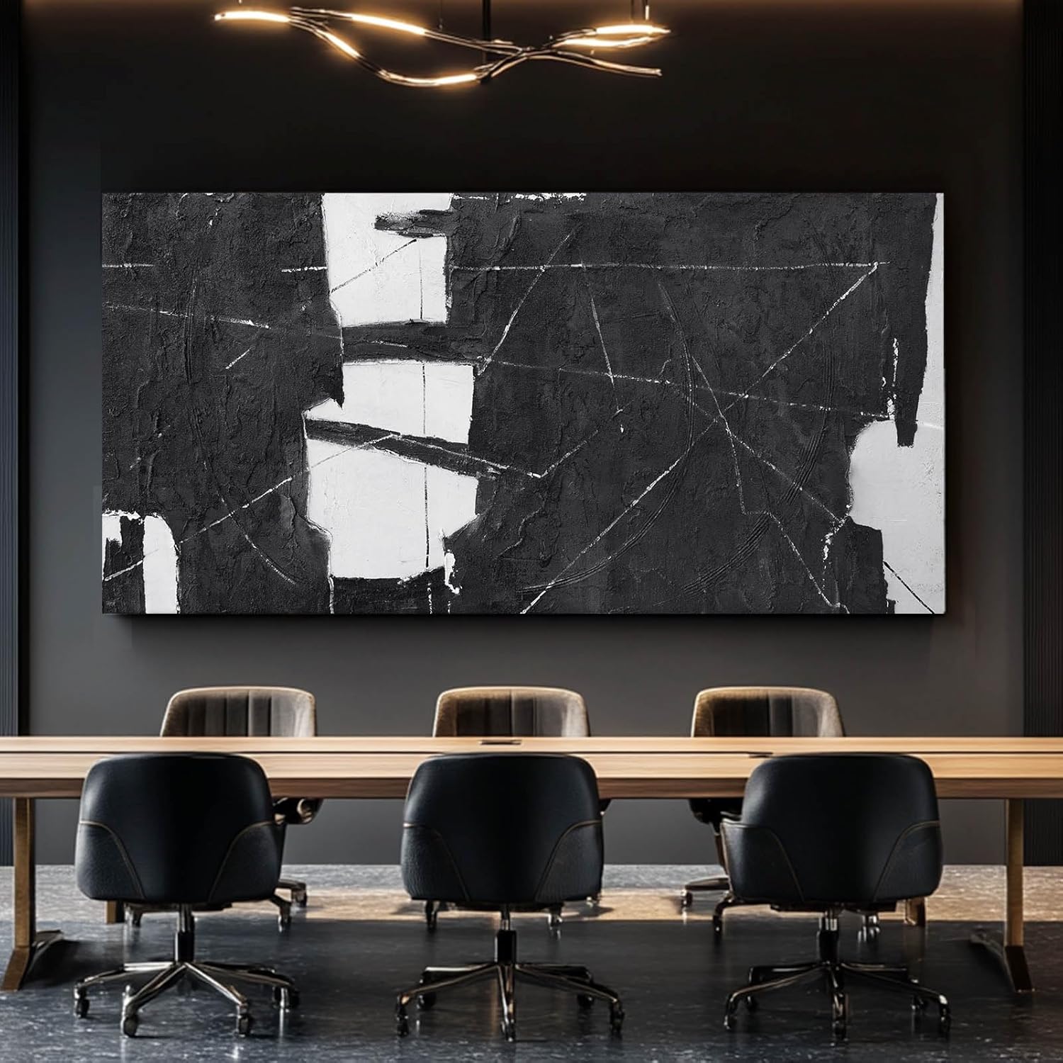 VAYIMDH Black Art Large Abstract Wall Decor for Living Room Black and White Painting on Canvas Line Prints for Walls Office Home Decorations 29x58 Inches - Image 4