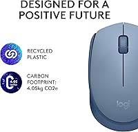 Vista 9 de Logitech M170 Wireless Mouse for PC, Mac, Laptop, 2.4 GHz with USB Mini Receiver, Optical Tracking, 12-Months Battery Life, Ambidextrous - Blue Grey