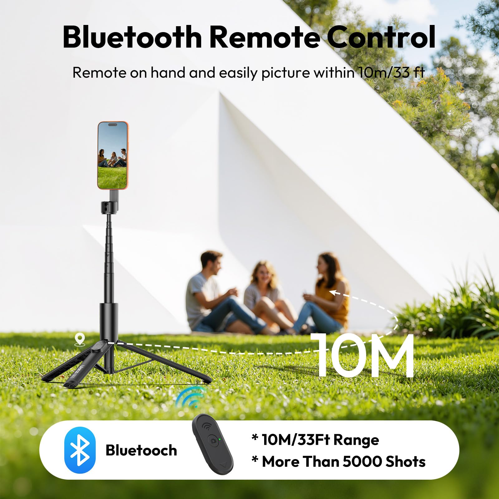 ULANZI SK27 165cm Magnetyczny statyw do telefonu, kijek do selfie z pilotem Bluetooth, magnes 25N, składany statyw do smartfona, przenośny statyw wielofunkcyjny kompatybilny iPhone 17 16 15 14 13 12