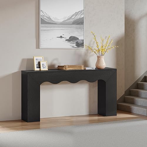 Miniatura 6 de Tribesigns Mesa consola de granja de 63 pulgadas, mesa de sofá de madera detrás del sofá con almacenamiento, estación de sofá de entrada larga,