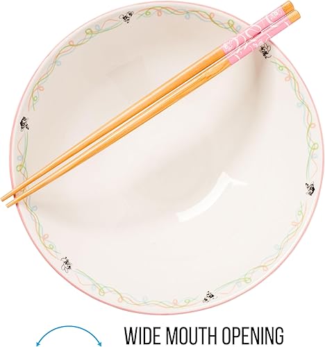 Miniatura 112 de Silver Buffalo The Powerpuff Girls Girl Power Featuring Blossom, Bubbles, and Buttercup Ceramic Ramen Noodle Rice Bowl with Chopsticks, Microwave