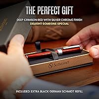 Vista 3 de Scriveiner Deep Crimson Red Rollerball – Impresionante bolígrafo de rodillo de lujo de laca roja carmesí profundo con acabado cromado, repuestos