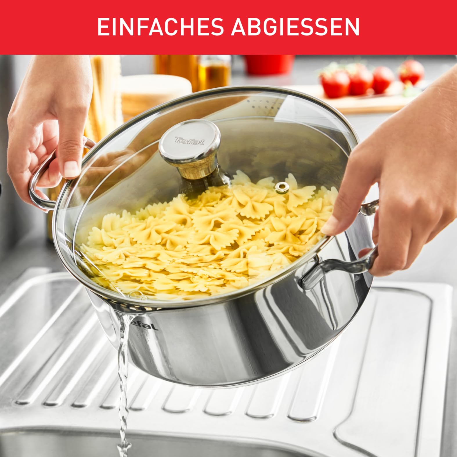Tefal Duetto Edelstahl Kochtopfset, 7-teilig, Töpfe induktionsgeeignet, für alle Herdarten geeignet, Kochtöpfe für Ceranfeld, backofengeeignet (außer Deckel), spülmaschinengeeignet, A705A8