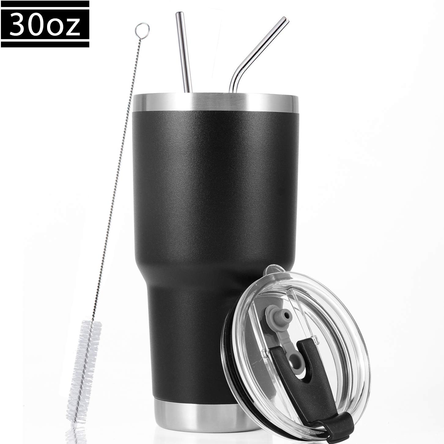  | Toopify 30 oz Tumbler with Straw Lid and Brush, Stainless Steel Double Wall Vacuum Insulated Tumbler Cups: Tumblers & Water Glasses