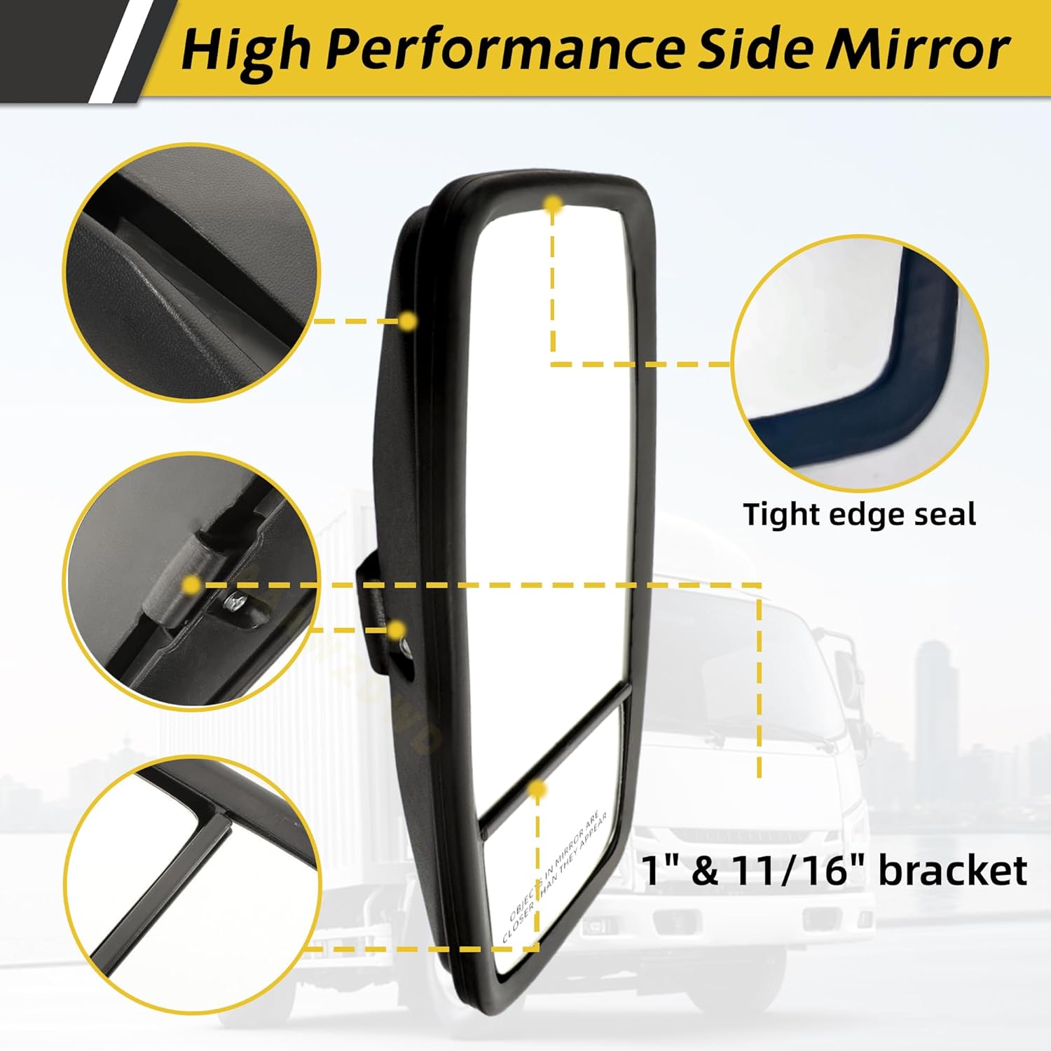 Right Passenger Side Mirror Replacement For ISUZU NPR NPR-HD NQR NRR GMC Chevrolet W3500 W4500 W5500 Truck 2008-2023 Right Side Mirror Replacement For Trucks(Balck)
