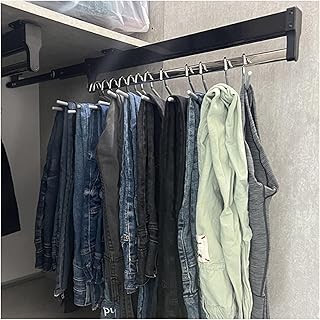 XLTFUC Pull Out Clothes Hanger Rail Rack 30-60 cm, Stainless Steel Retractable Wardrobe Rail, Alloy Clothes Rail Slide Rail, Load Capacity 25 Kg (Size : 450mm/17.7inch)