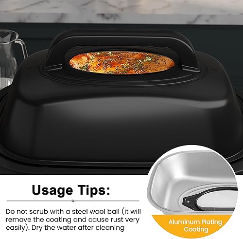 Miniatura 5 de Sunvivi Horno asador, horno asador eléctrico con tapa de visión, 30 libras y 26 cuartos de galón tostadores de pavo con función única de