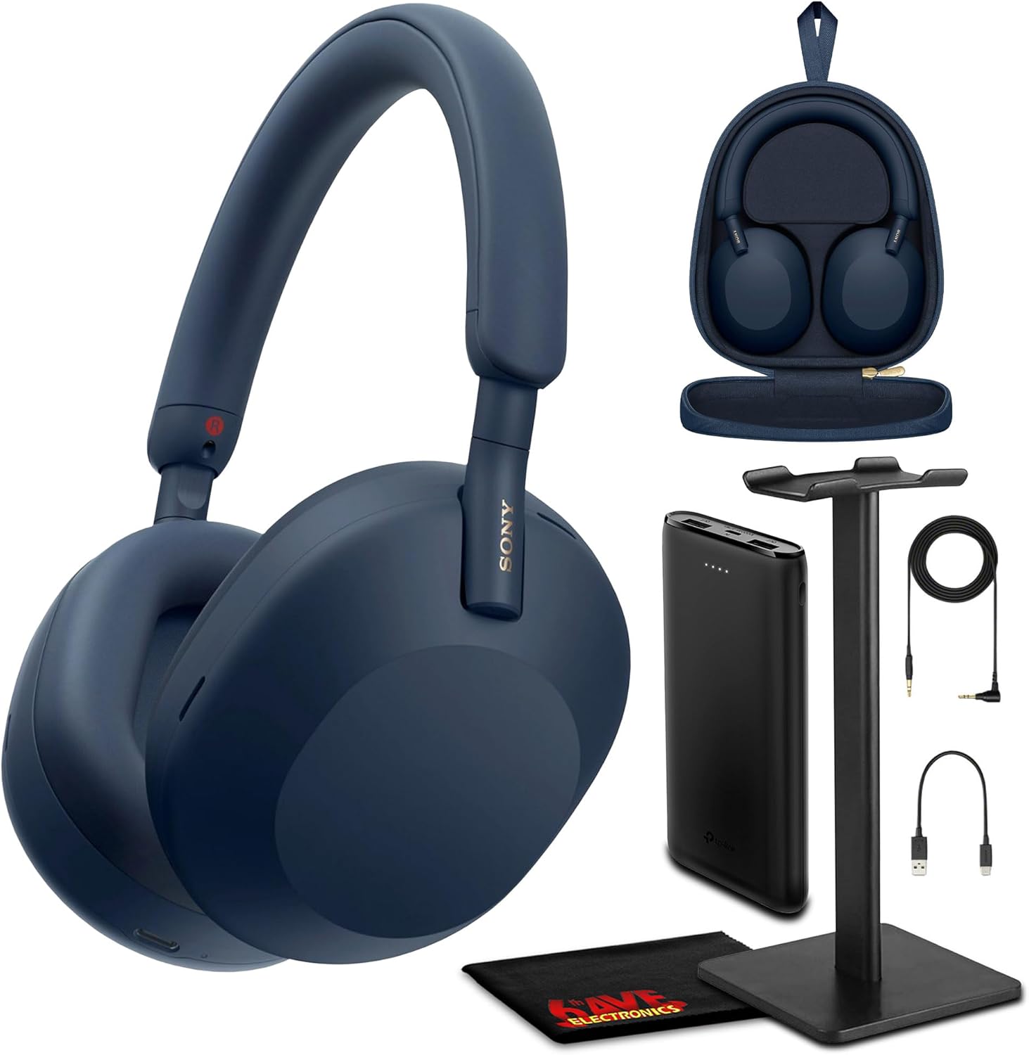 Sony WH-1000XM5 Best Auto Noise Canceling Wireless Over-Ear Headphones, 30hr Battery Life – Optimizer for Alexa and Google Assistant, Crystal Clear Hands-Free Calling and Built-in mic Bundle (Blue)