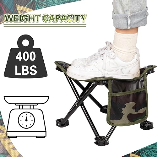 Miniatura 3 de Taburete de camping pequeño, ligero, resistente, portátil, con bolsillo lateral, cómodo y plegable, para camping, pesca, senderismo, jardinería,