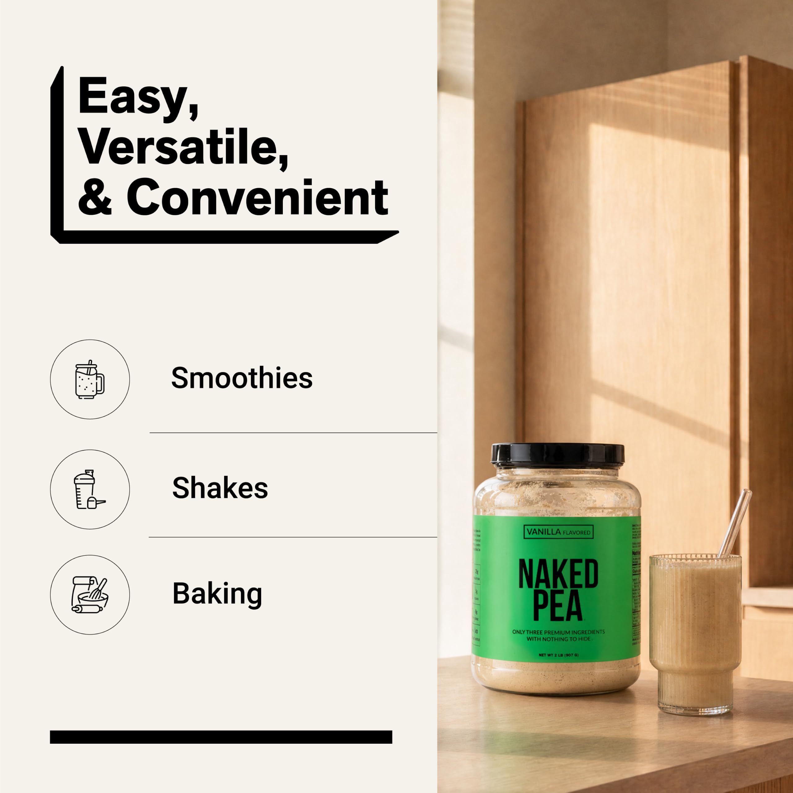 NAKED Vanilla Pea Protein Isolate from North American Farms, Only 3 Ingredients, Vanilla Vegan Protein, NSF Certified, Gluten-Free, Soy Free, GMO Free - 2LB — Amazon image 7