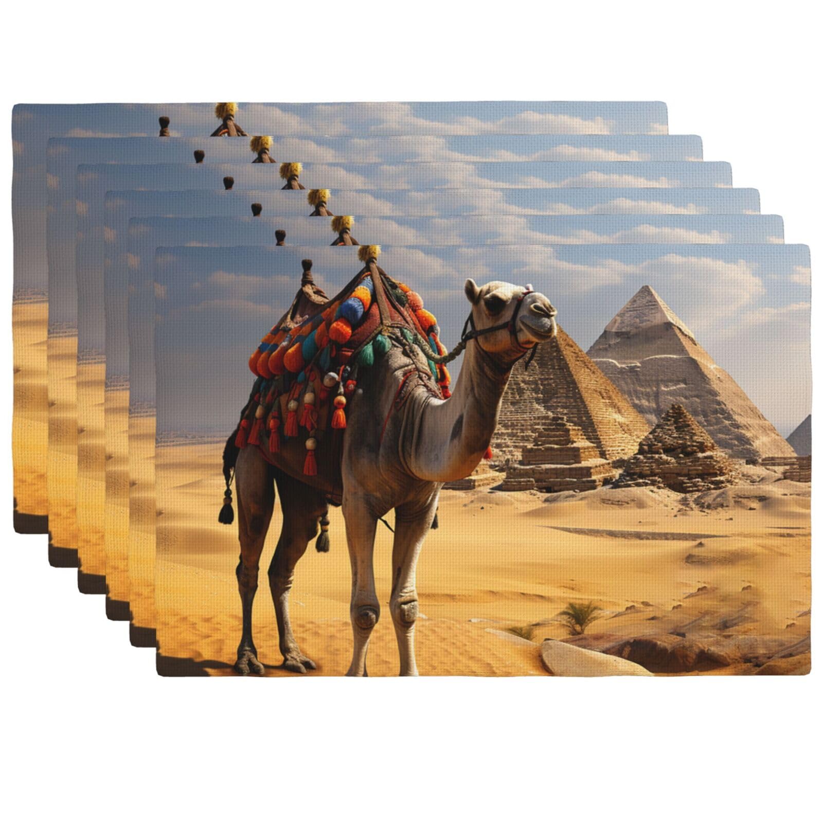 Sets de table pyramide camel en lin tissé pour sublimer vos dîners