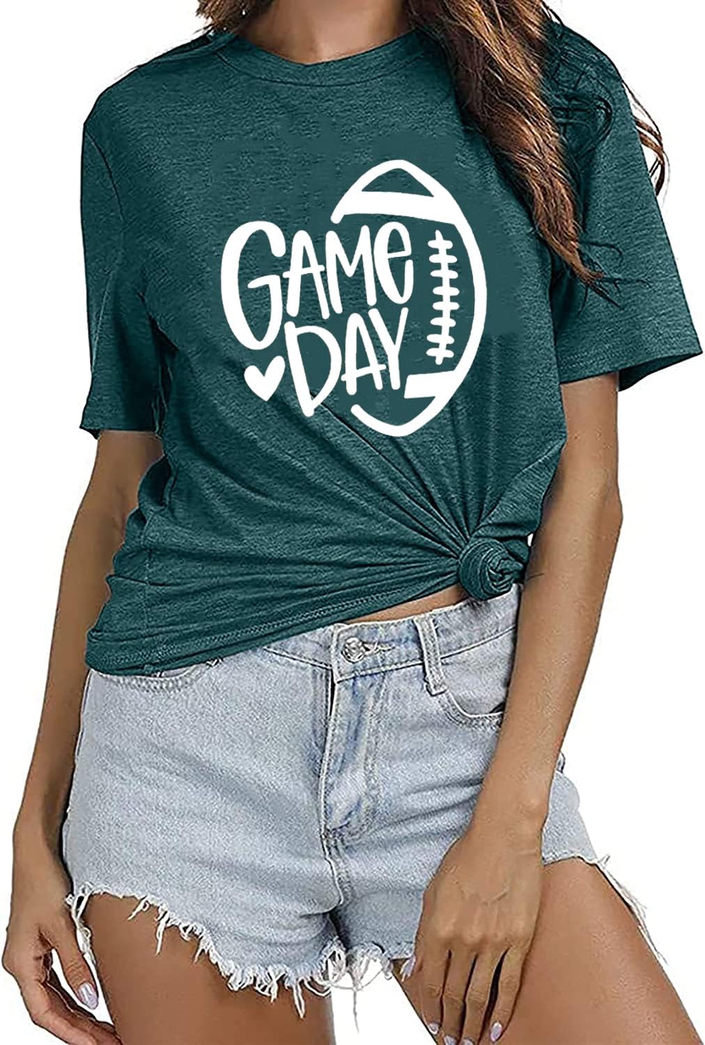 Game Day Football Shirt Women Football Season Tshirt Short Sleeve Sunday Graphic Tee Tops - Image 4