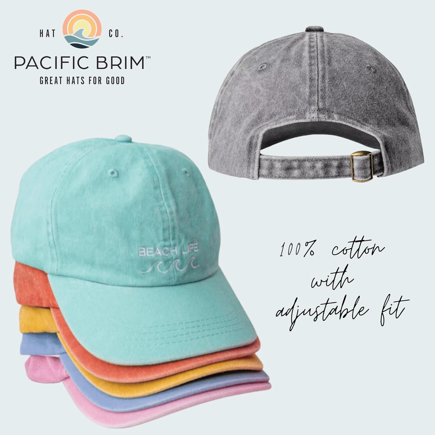 PACIFIC BRIM Women's and Men's Classic Cotton Adjustable Baseball Hat