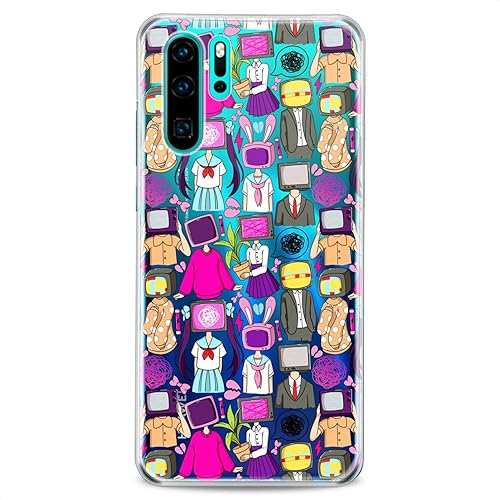 Miniatura 6 de Cavka Funda de repuesto de TPU para Huawei Mate 40 P50 P30 P20 P10 Plus 20X Nova 8 Pro Linda Slim Fit Print TV Head Robots Silicona Ansiedad Claro