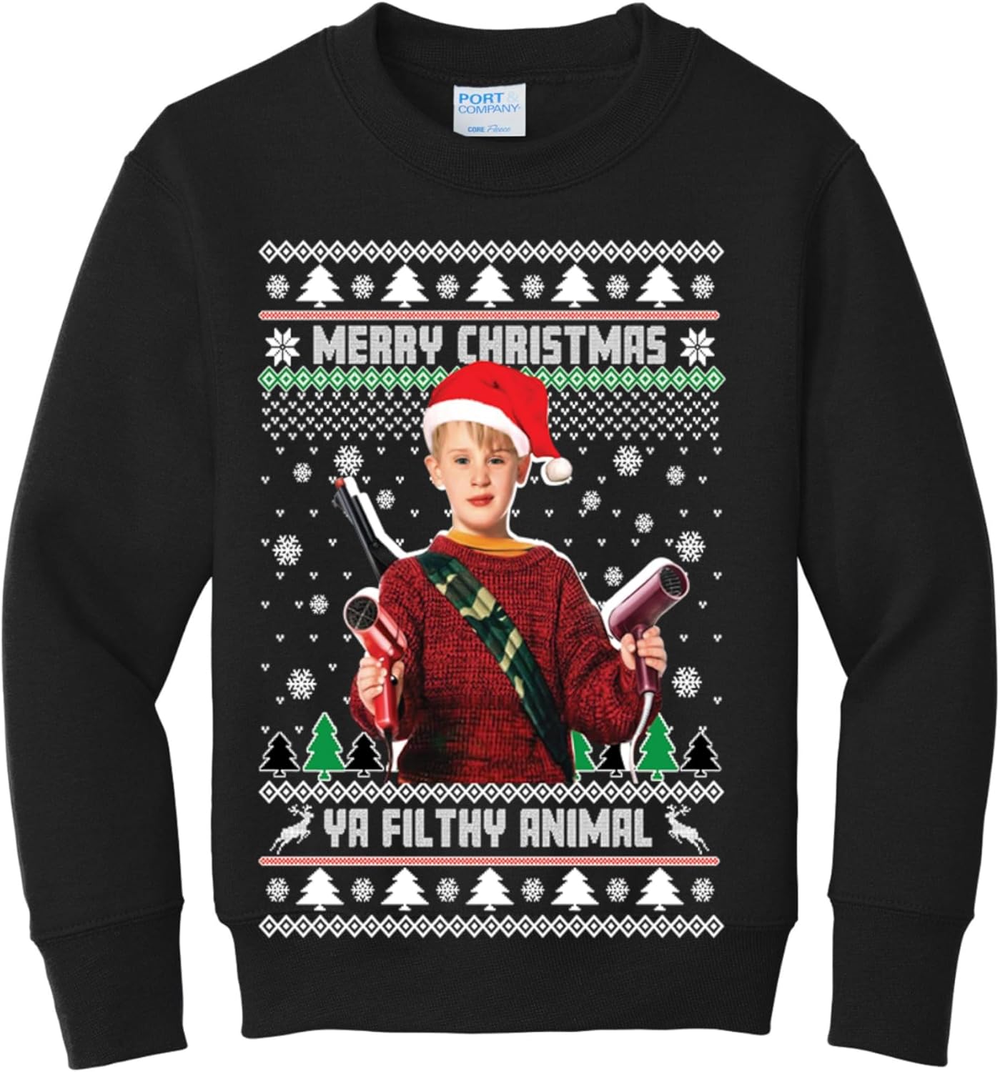 wild custom apparel Merry Christmas Ugly Christmas Kids Youth Girls Boys Crewneck Sweatshirt