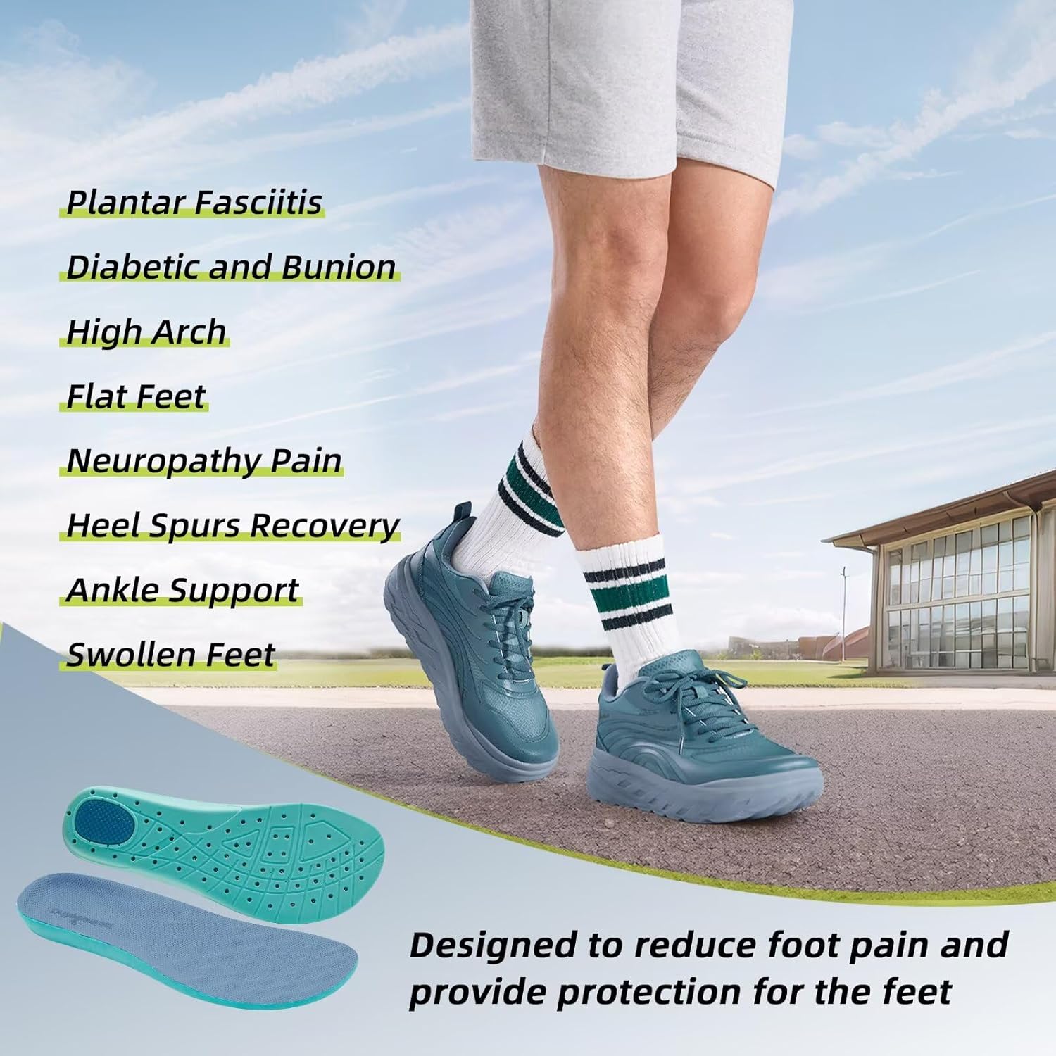 Men's Orthopedic Diabetic Wide Running Shoes: Comfortable Arch Support Plantar Fasciitis Sports Sneakers, Casual Swollen Orthotic Work Tennis Walking Shoes for Ankle and Heel Pain Relief - Image 4