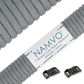 Namvo 550 Paracord Mil Spec Type III 7 strand parachute cord Total Length 100ft/30 Meters Solid Color