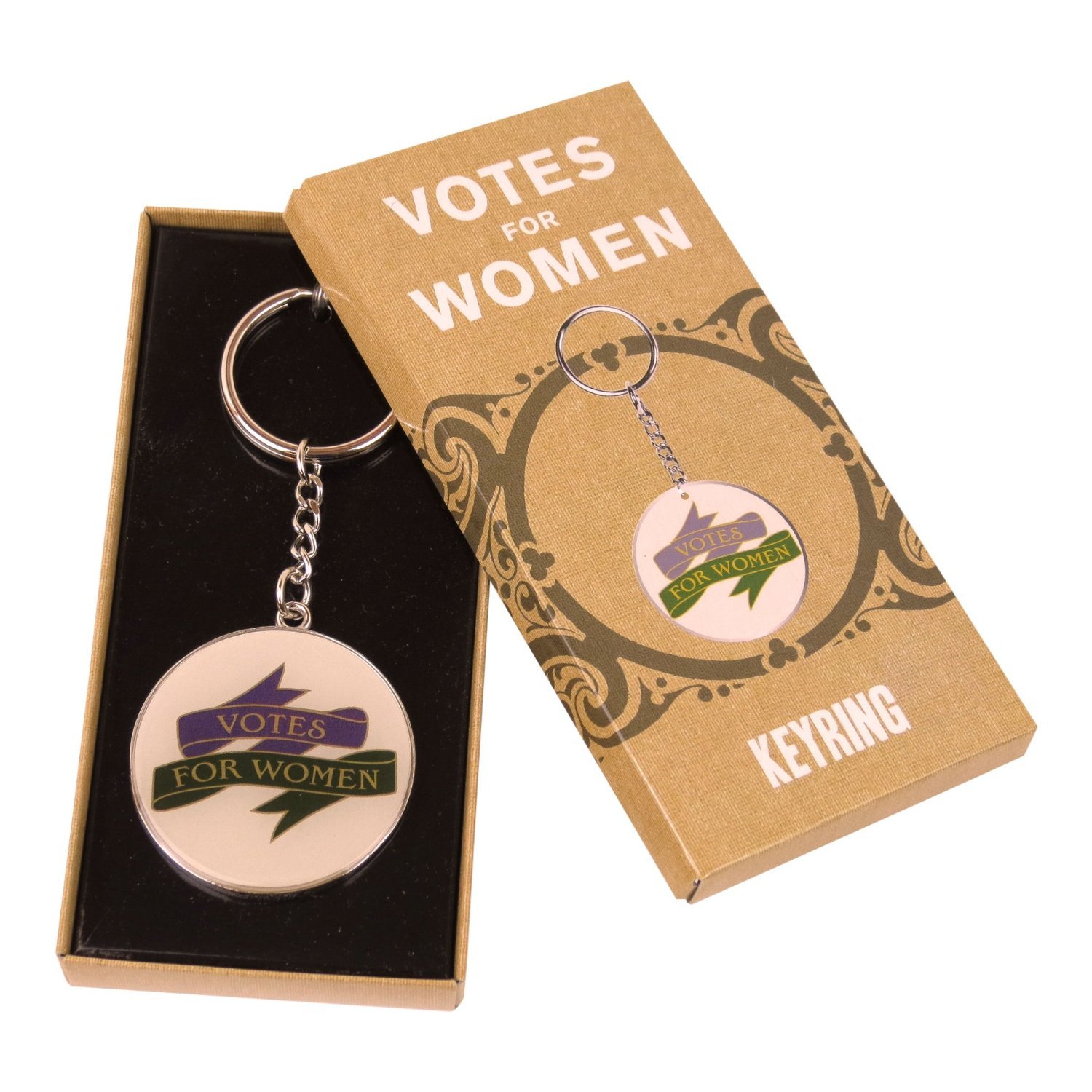 Half Moon Bay Women's Silver Suffragettes "Votes For " Thick Metal Boxed Keyring