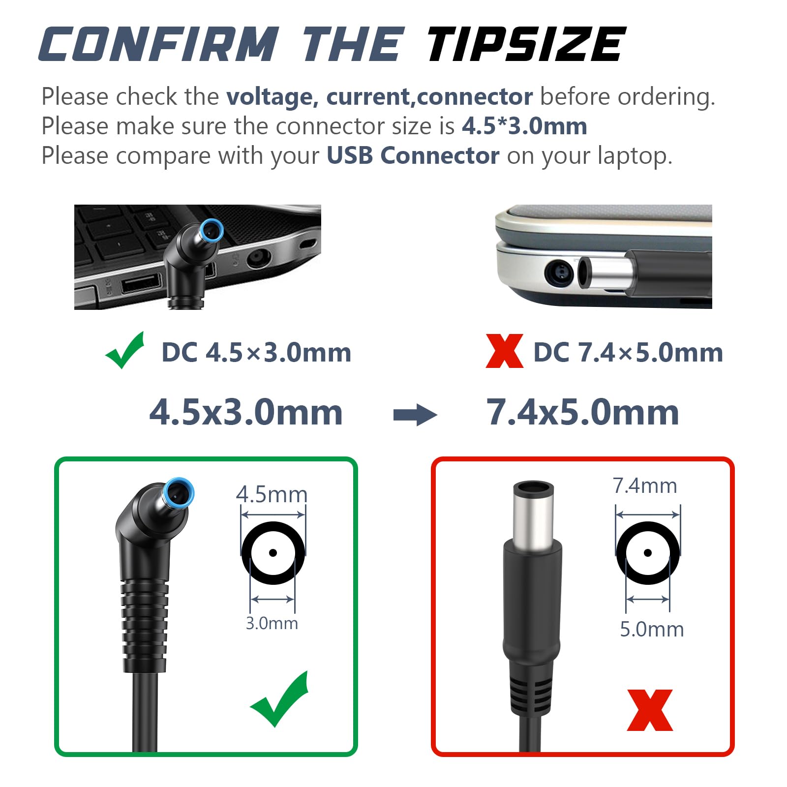 ARyee Adaptateur Secteur pour Ordinateur Portable Compatible avec HP ProBook 640 G2, 650 G2, 430 G3, 440 G3, 450 G3, 455 G3, 470 G3 Series HP Pavilion x360 x2 11 11t 13 15 Series (19,5 V 3.33A)