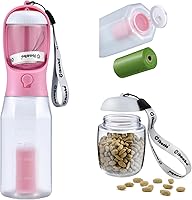 Vista 19 de Botella de agua para perros con contenedor de alimentos y soporte para bolsa de excrementos, cuenco de agua de viaje, dispensador portátil