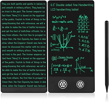 Mini LCD Writing Tablet 2 Sides Screen Erasable Reusable 6.5inch and 6inch Electronic Drawing Pads Portable Digital Scratchpad for Adults Kids Home Office (Black)