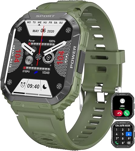 Miniatura 9 de Relojes inteligentes para hombre reloj de fitness impermeable de 183 pulgadas reloj inteligente con llamada Bluetooth para teléfonos Android iOS con